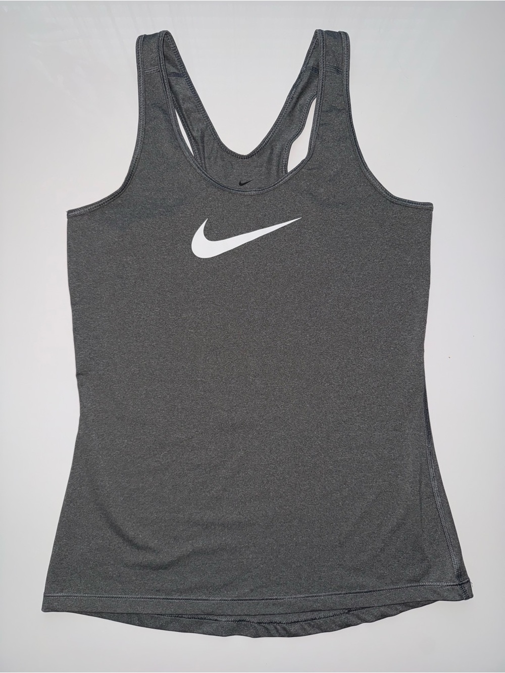 Nike Charcoal Gray Racerback Tank with White Swoosh